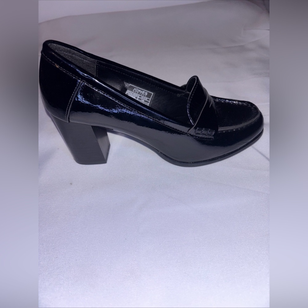 Jones New York Cypress Penny Loafers Block Heel Black 7.5M Nwob